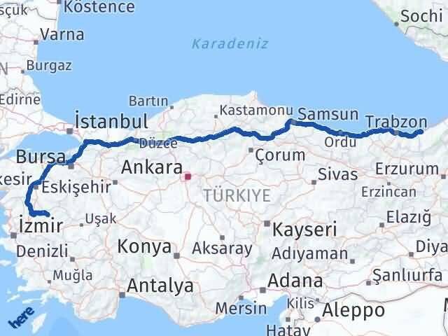 Rize Gördes Manisa Arası Kaç Km - Yol Haritası