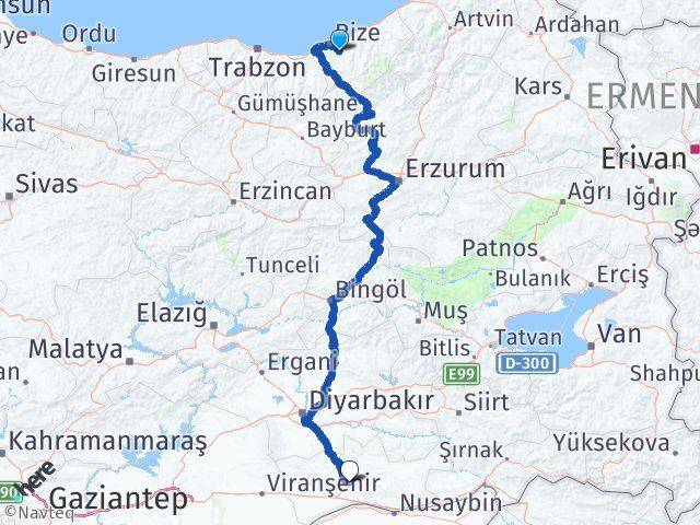 Rize Güneysu Mardin Arası Kaç Km - Yol Haritası