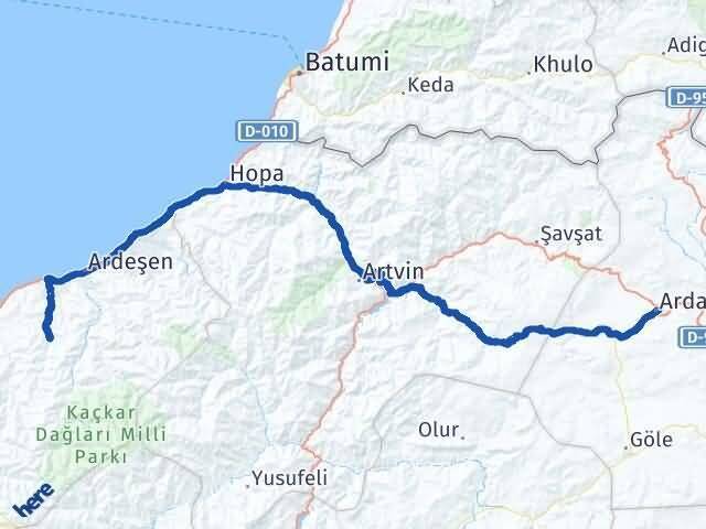 Rize Hemşin Ardahan Arası Kaç Km - Yol Haritası