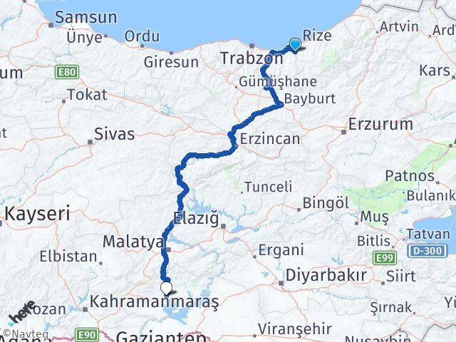Rize Kalkandere Adıyaman Arası Kaç Km - Yol Haritası