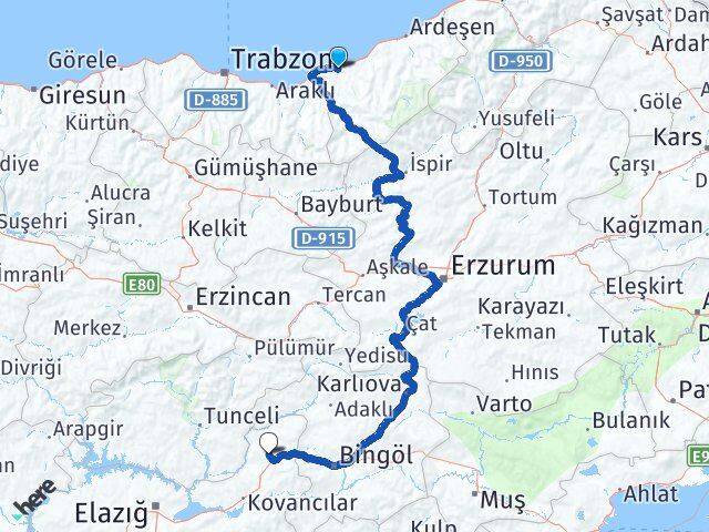 Rize Karakoçan Elazığ Arası Kaç Km - Yol Haritası
