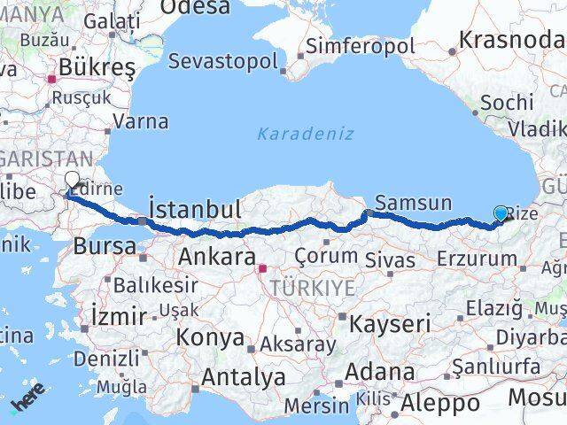 Rize Lalapaşa Edirne Arası Kaç Saat? Yol Haritası, Yakıt, Rota ve Mesafe Hesaplama Rize Lalapaşa Edirne Arası Kaç Km? Kaç Saat? Yol Haritası