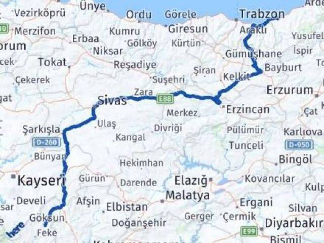 Rize Saimbeyli Adana Arası Kaç Km - Yol Haritası