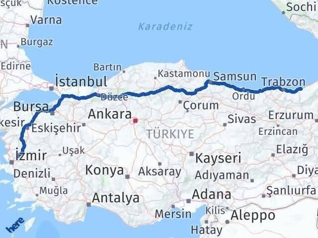 Rize Şehzadeler Manisa Arası Kaç Km - Yol Haritası