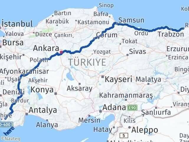 Rize Seydikemer Muğla Arası Kaç Km - Yol Haritası