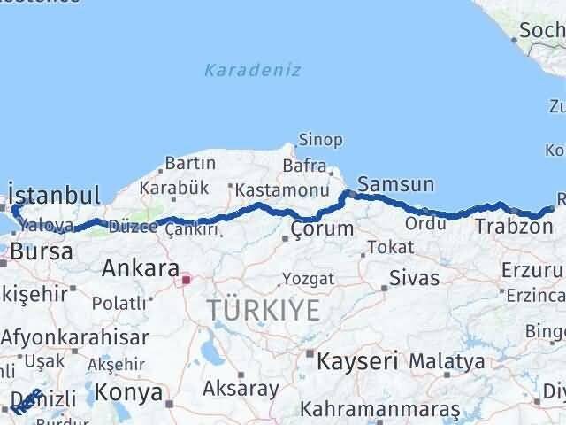 Rize Şile İstanbul Arası Kaç Km - Yol Haritası