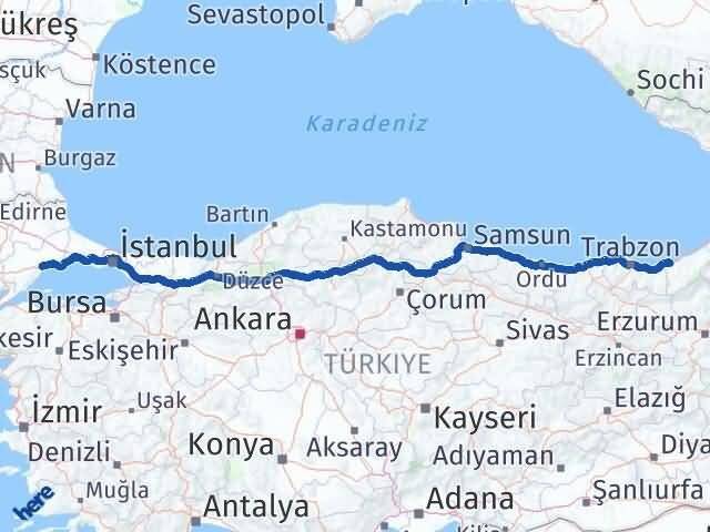Rize Süleymanpaşa Tekirdağ Arası Kaç Km - Yol Haritası