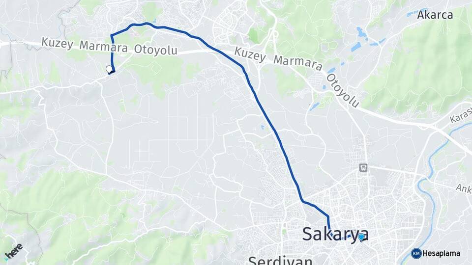 Sakarya Adapazarı Alandüzü Adapazarı Arası Kaç Km - Yol Haritası
