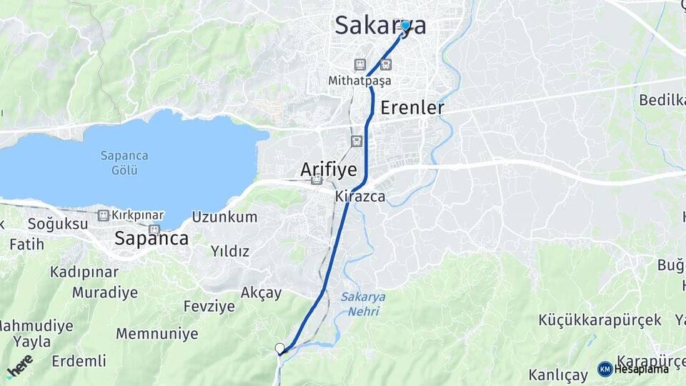Sakarya Adapazarı Karaçam Geyve Arası Kaç Km - Yol Haritası