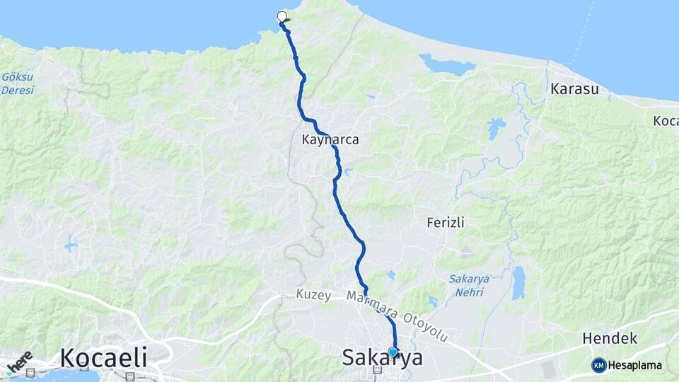 Sakarya Adapazarı Kefken Kandıra Kocaeli Arası Kaç Km - Yol Haritası