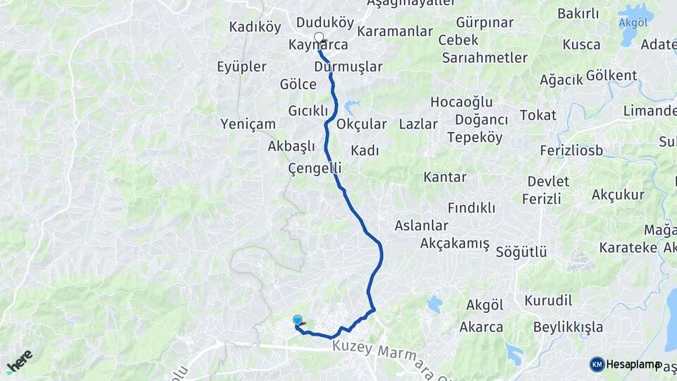Sakarya Adapazarı Korucuk Kaynarca Arası Kaç Km - Yol Haritası