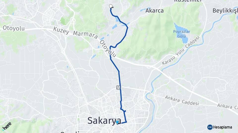 Sakarya Adapazarı Taşkısığı Adapazarı Arası Kaç Km - Yol Haritası