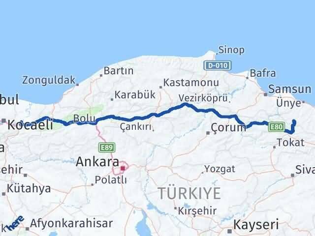 Sakarya Akkuş Ordu Arası Kaç Km - Yol Haritası