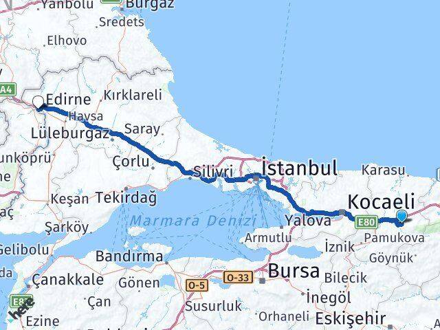 Sakarya Akyazı Karaağaç Edirne Arası Kaç Km - Yol Haritası