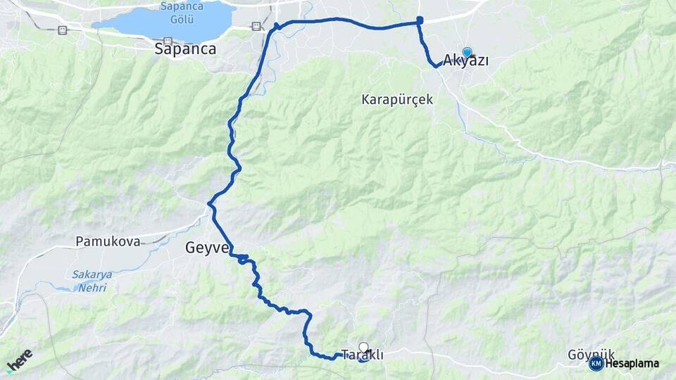 Sakarya Akyazı Taraklı Arası Kaç Km - Yol Haritası