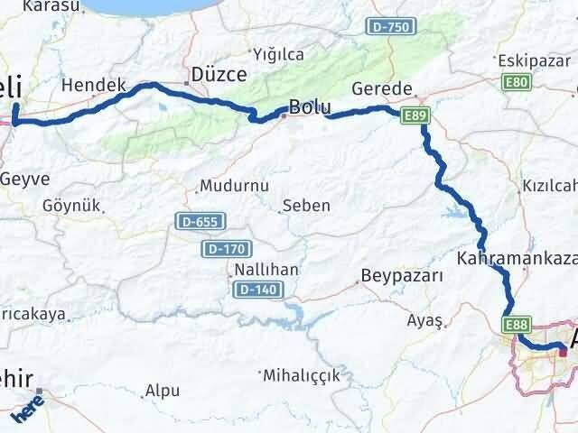 Sakarya Altındağ Ankara Arası Kaç Km - Yol Haritası