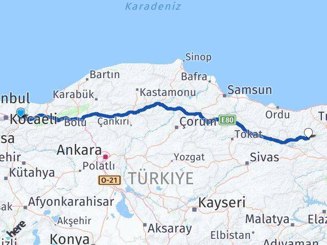 Sakarya Alucra Giresun Arası Kaç Km - Yol Haritası