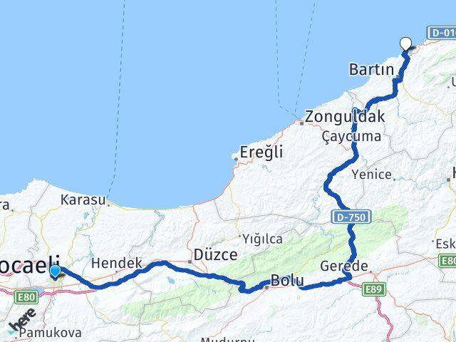 Sakarya Amasra Bartın Arası Kaç Km - Yol Haritası
