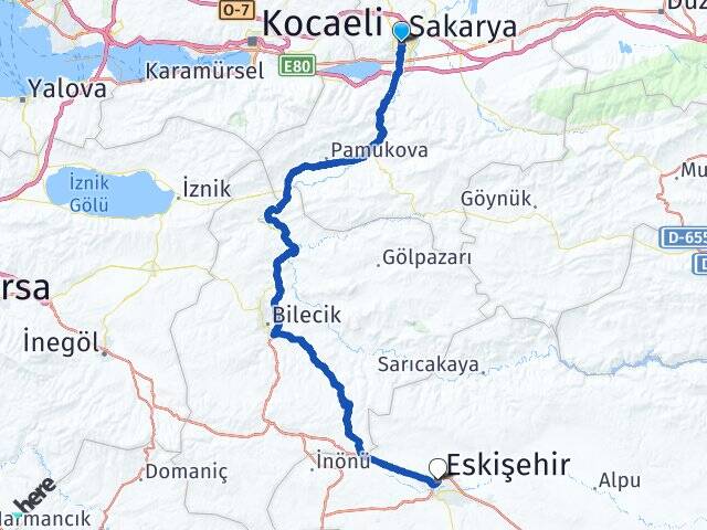 Sakarya Anadolu Üniversitesi Arası Kaç Km - Yol Haritası