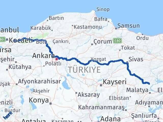 Sakarya Arguvan Malatya Arası Kaç Km - Yol Haritası