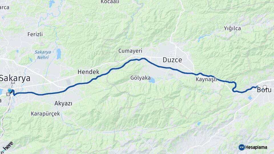 Sakarya Arifiye Bolu Arası Kaç Km - Yol Haritası