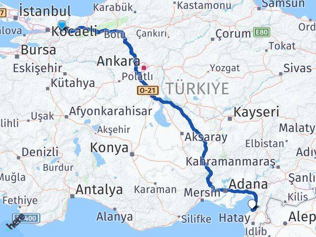 Sakarya Arsuz Hatay Arası Kaç Km - Yol Haritası