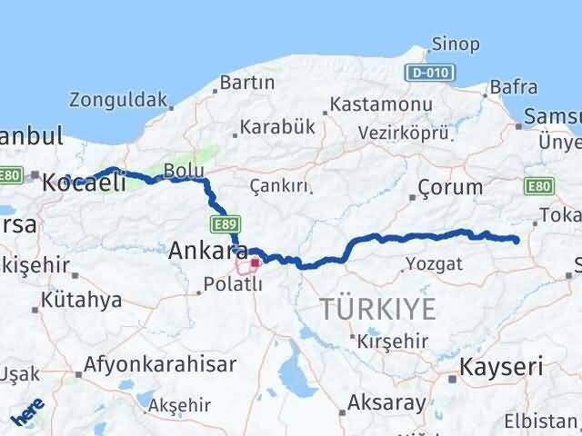 Sakarya Artova Tokat Arası Kaç Km - Yol Haritası
