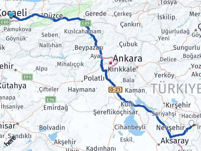 Sakarya Avanos Nevşehir Arası Kaç Km - Yol Haritası