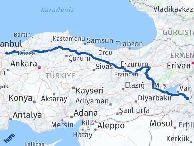 Sakarya Başkale Van Arası Kaç Km - Yol Haritası