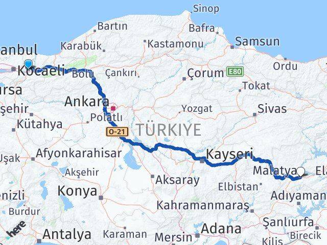 Sakarya Battalgazi Malatya Arası Kaç Km - Yol Haritası