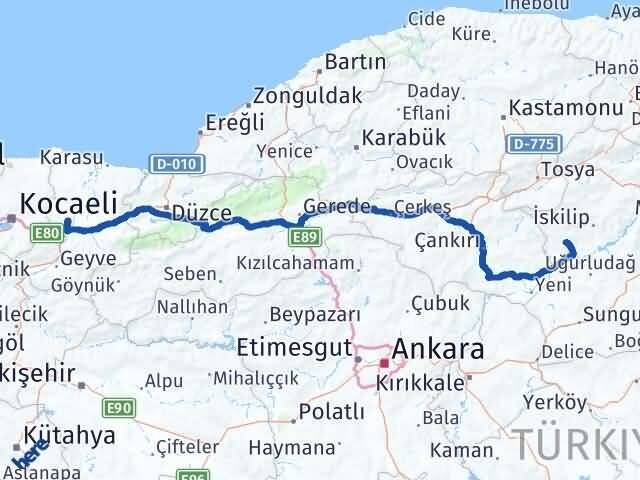 Sakarya Bayat Çorum Arası Kaç Km - Yol Haritası