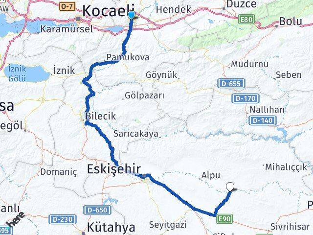 Sakarya Beylikova Eskişehir Arası Kaç Km - Yol Haritası