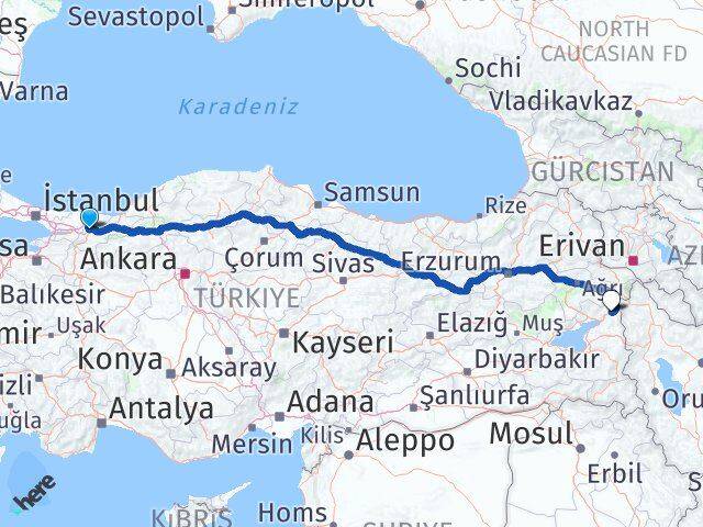 Sakarya Çaldıran Van Arası Kaç Km - Yol Haritası