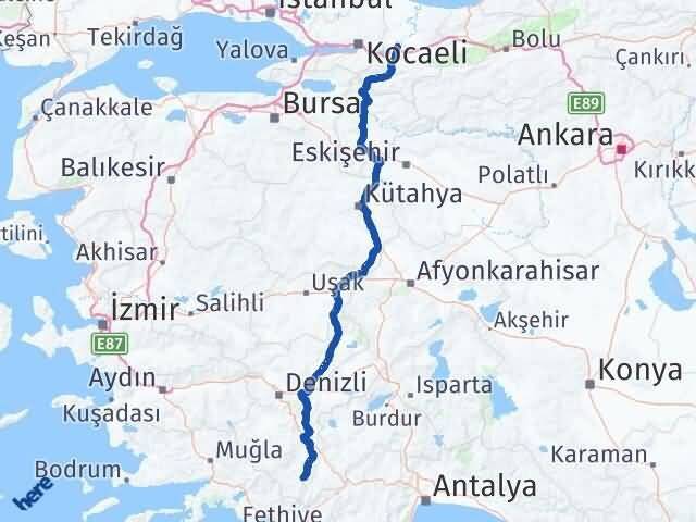 Sakarya Çameli Denizli Arası Kaç Km - Yol Haritası
