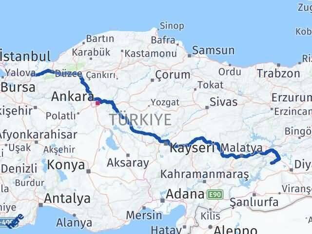 Sakarya Çermik Diyarbakır Arası Kaç Km - Yol Haritası