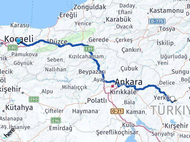 Sakarya Çiçekdağı Kırşehir Arası Kaç Km - Yol Haritası
