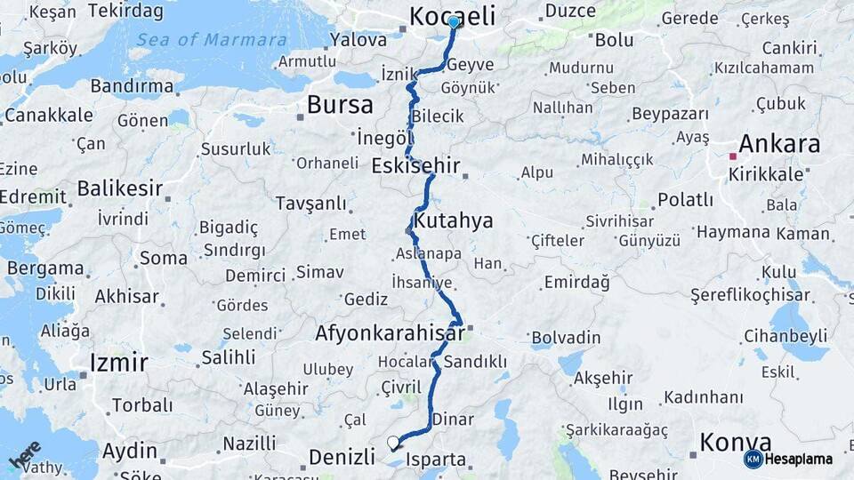 Sakarya Dazkırı Afyonkarahisar Arası Kaç Km - Yol Haritası