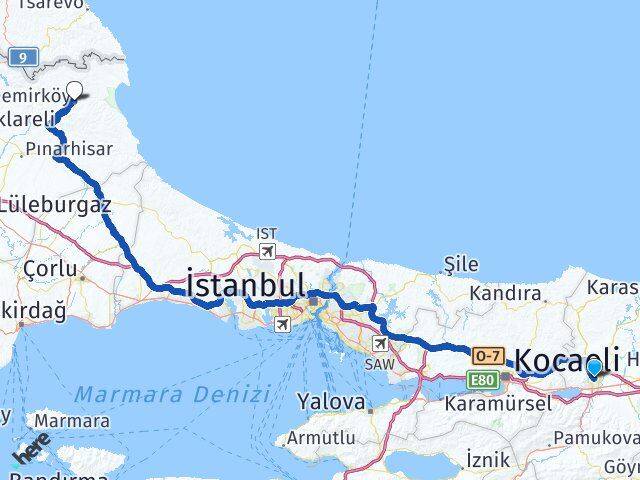 Sakarya Demirköy Kırklareli Arası Kaç Km - Yol Haritası