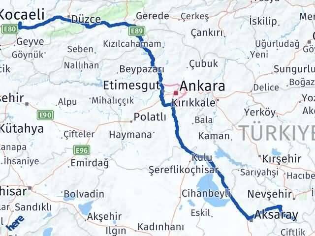 Sakarya Derinkuyu Nevşehir Arası Kaç Km - Yol Haritası