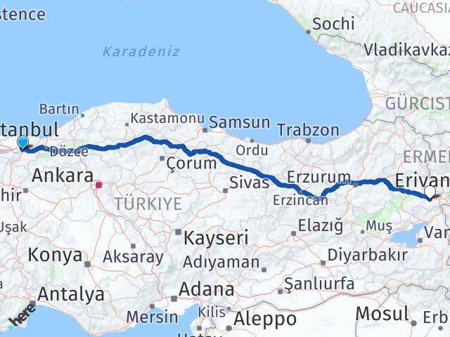 Sakarya Diyadin Ağrı Arası Kaç Km - Yol Haritası