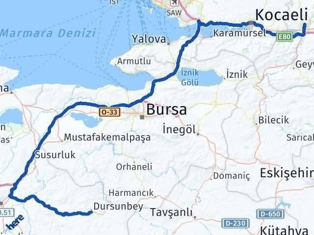 Sakarya Dursunbey Balıkesir Arası Kaç Km - Yol Haritası