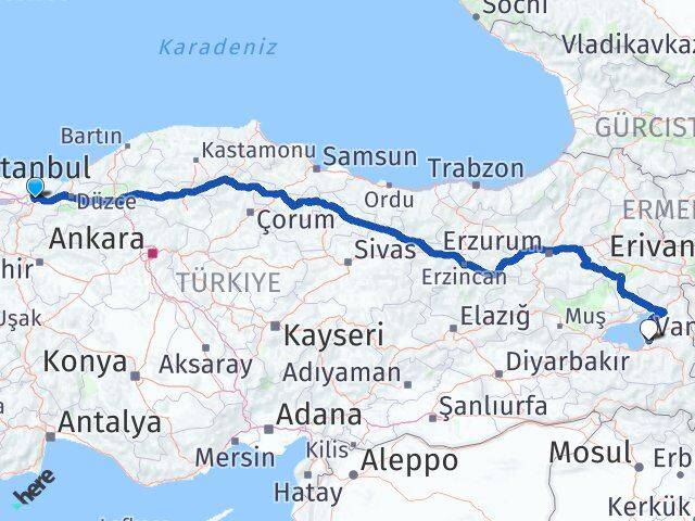 Sakarya Edremit Van Arası Kaç Km - Yol Haritası