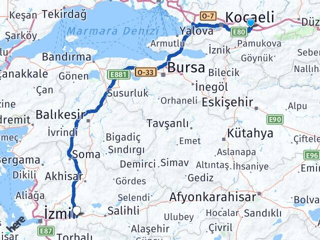 Sakarya Erenler Turgutlu Manisa Arası Kaç Km - Yol Haritası