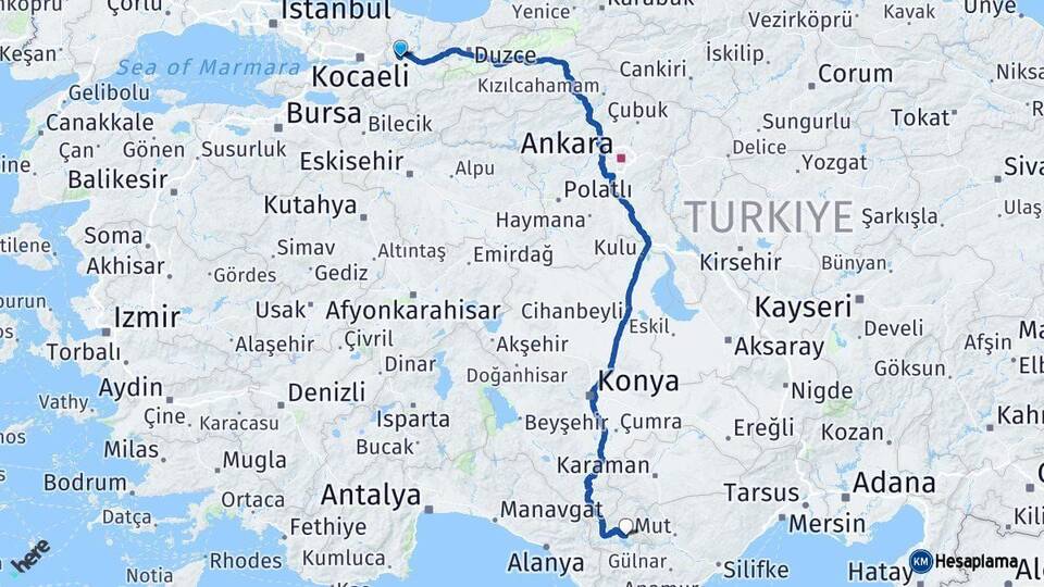 Sakarya Ermenek Karaman Arası Kaç Km - Yol Haritası
