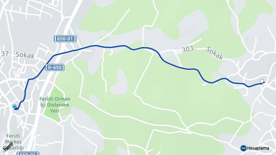 Sakarya Ferizli Değirmencik Ferizli Arası Kaç Km - Yol Haritası