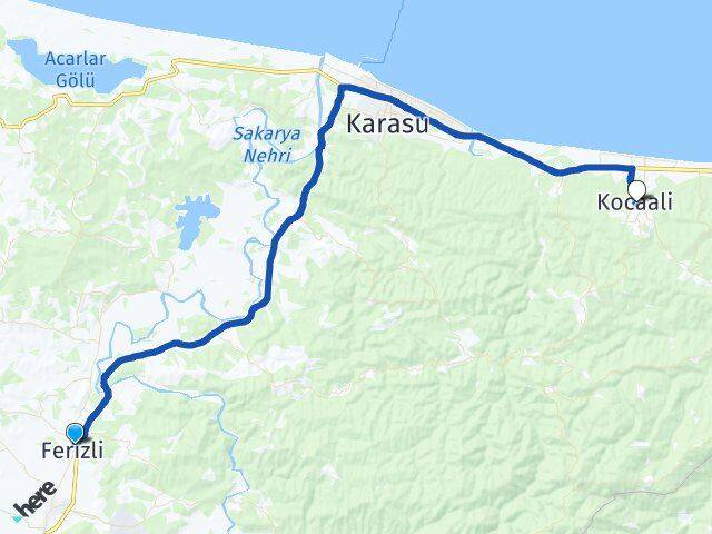 Sakarya Ferizli Kocaali Arası Kaç Km - Yol Haritası