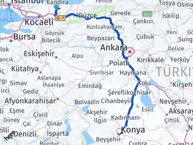 Sakarya Ferizli Konya Arası Kaç Km - Yol Haritası
