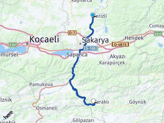 Sakarya Ferizli Taraklı Arası Kaç Km - Yol Haritası