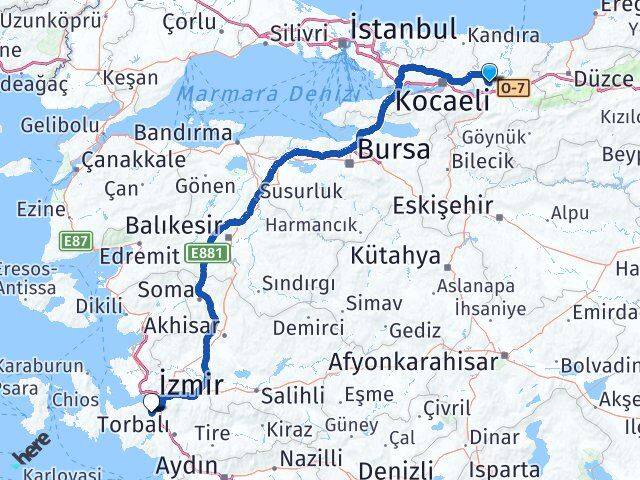 Sakarya Gaziemir İzmir Arası Kaç Km - Yol Haritası