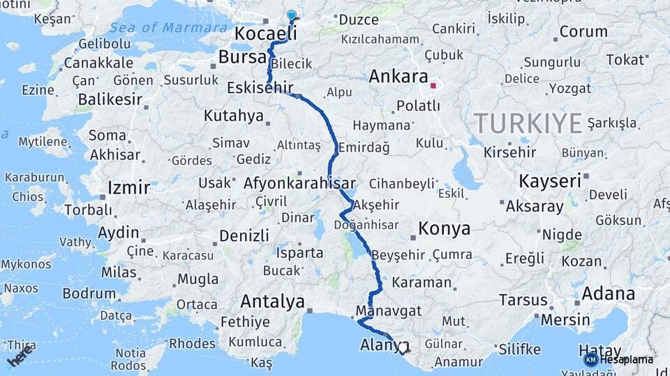 Sakarya Gazipaşa Antalya Arası Kaç Km - Yol Haritası